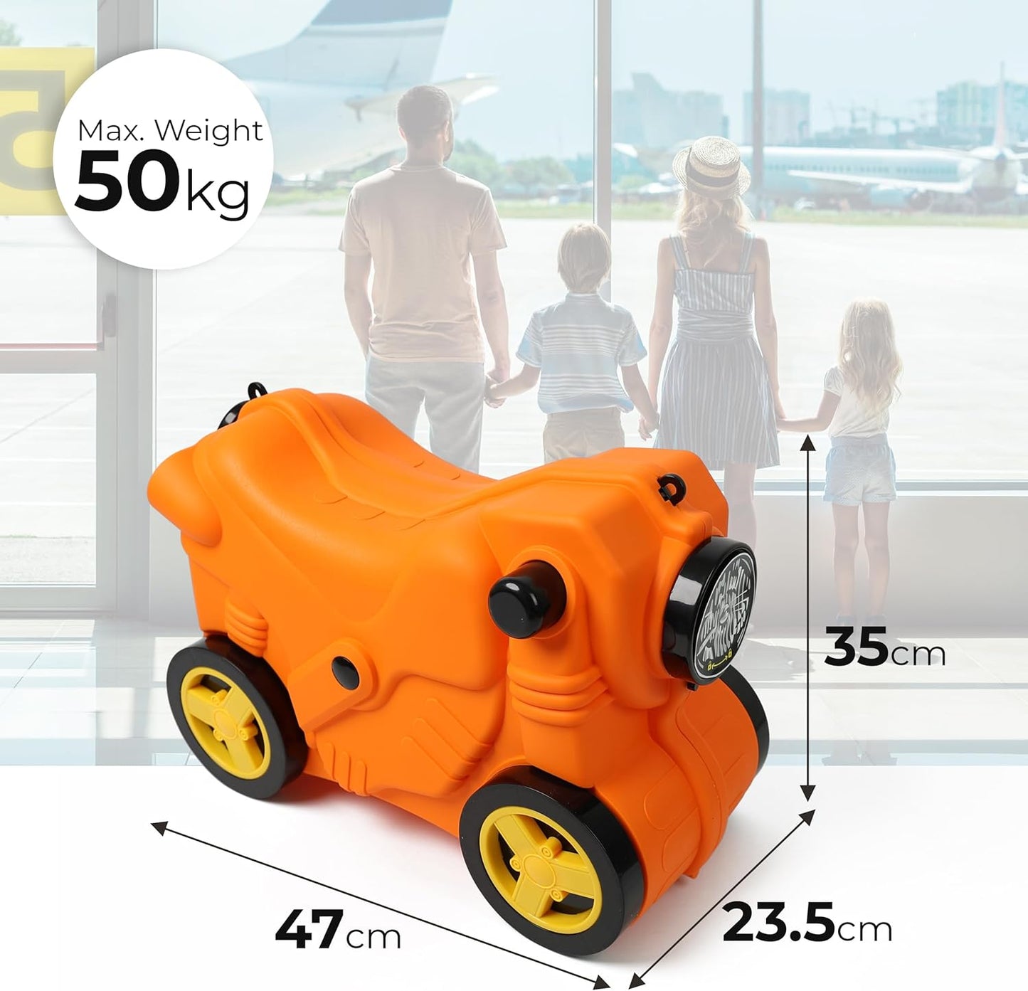 Kids Suitcase with Wheels Ride On Hand Luggage Cabin Trolley Travel Bags - DIVCHI