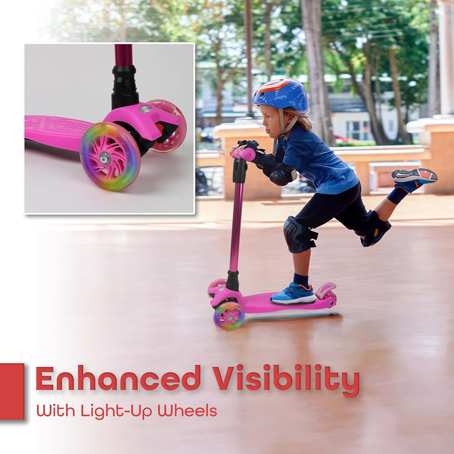 Scooter For Kids 3 Wheel Scooter For Girls & Boys, Kick Scooter With 4 Adjustable Height, Lean To Steer, Light Up Wheels Push Scooter For Children - DIVCHI