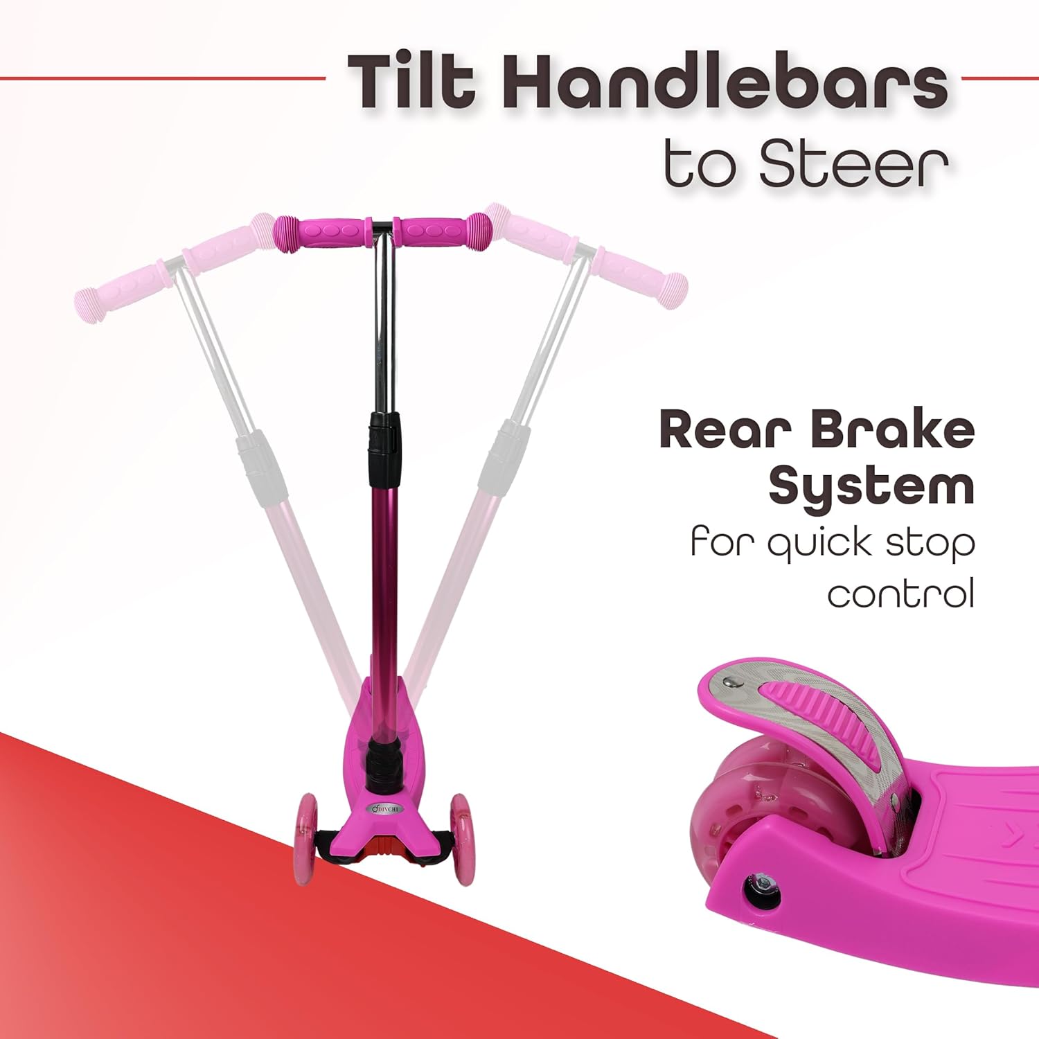 Scooter For Kids 3 Wheel Scooter For Girls & Boys, Kick Scooter With 4 Adjustable Height, Lean To Steer, Light Up Wheels Push Scooter For Children - DIVCHI