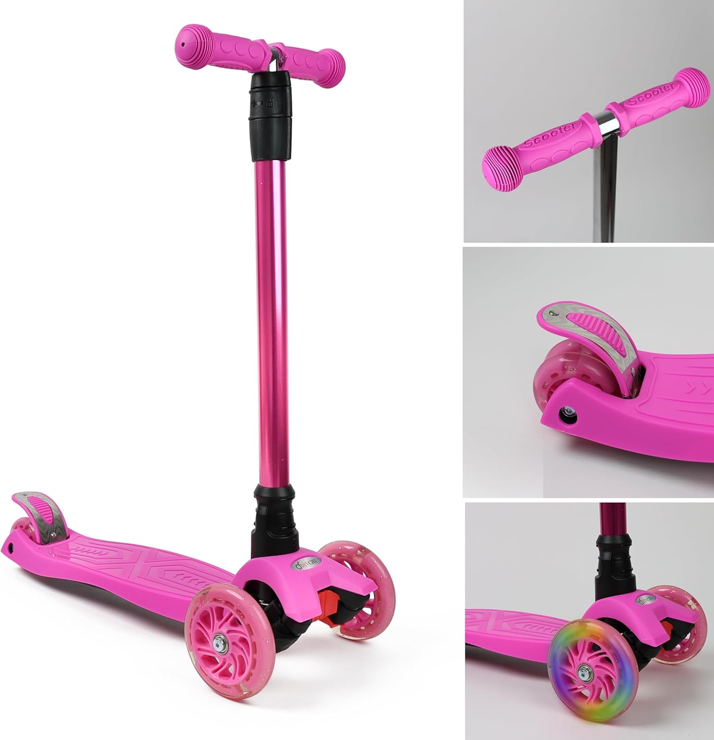 Scooter For Kids 3 Wheel Scooter For Girls & Boys, Kick Scooter With 4 Adjustable Height, Lean To Steer, Light Up Wheels Push Scooter For Children - DIVCHI
