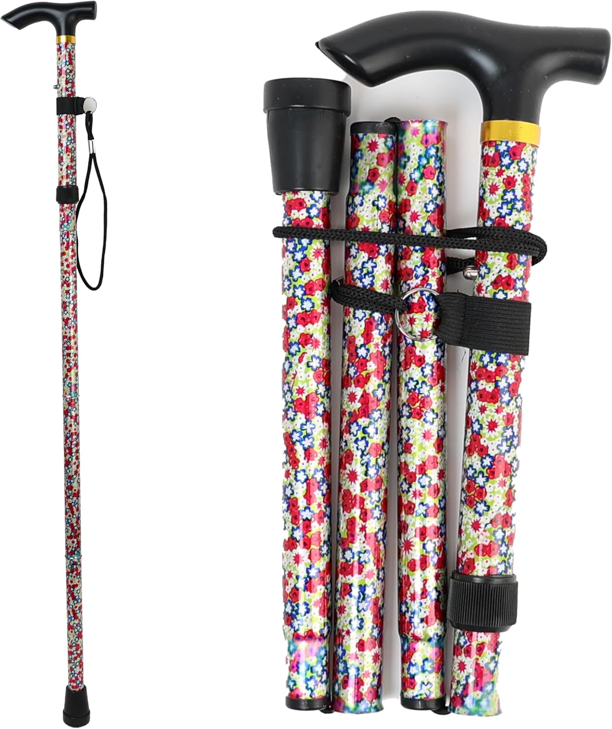 DIVCHI Folding Walking Sticks, Adjustable Height And Portable Collapsible Balancing Ladies Walking Aid, Travel Walking Cane for Women & Men Elderly Adults & Disabled - DIVCHI