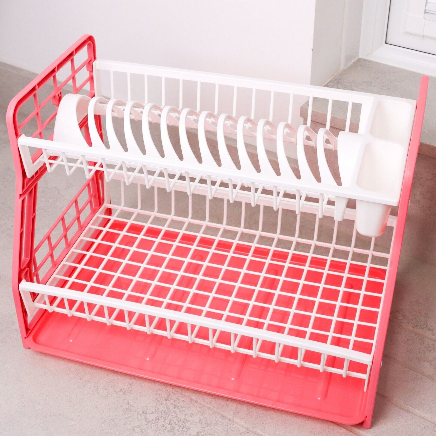 2-Tier Dish Drying Rack Large Capacity Drainer, Utensil Holder, Drain board - DIVCHI