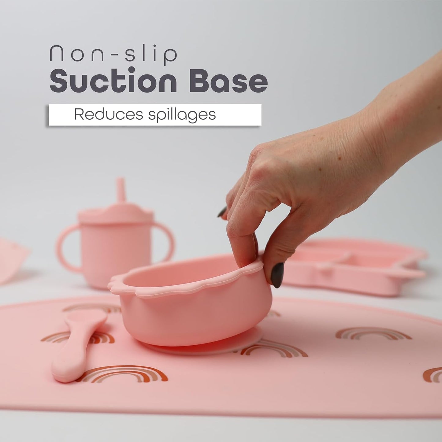 Silicone Baby Feeding Set Includes Suction Bowl, Baby Plate, Fork, Spoon & Cup - DIVCHI