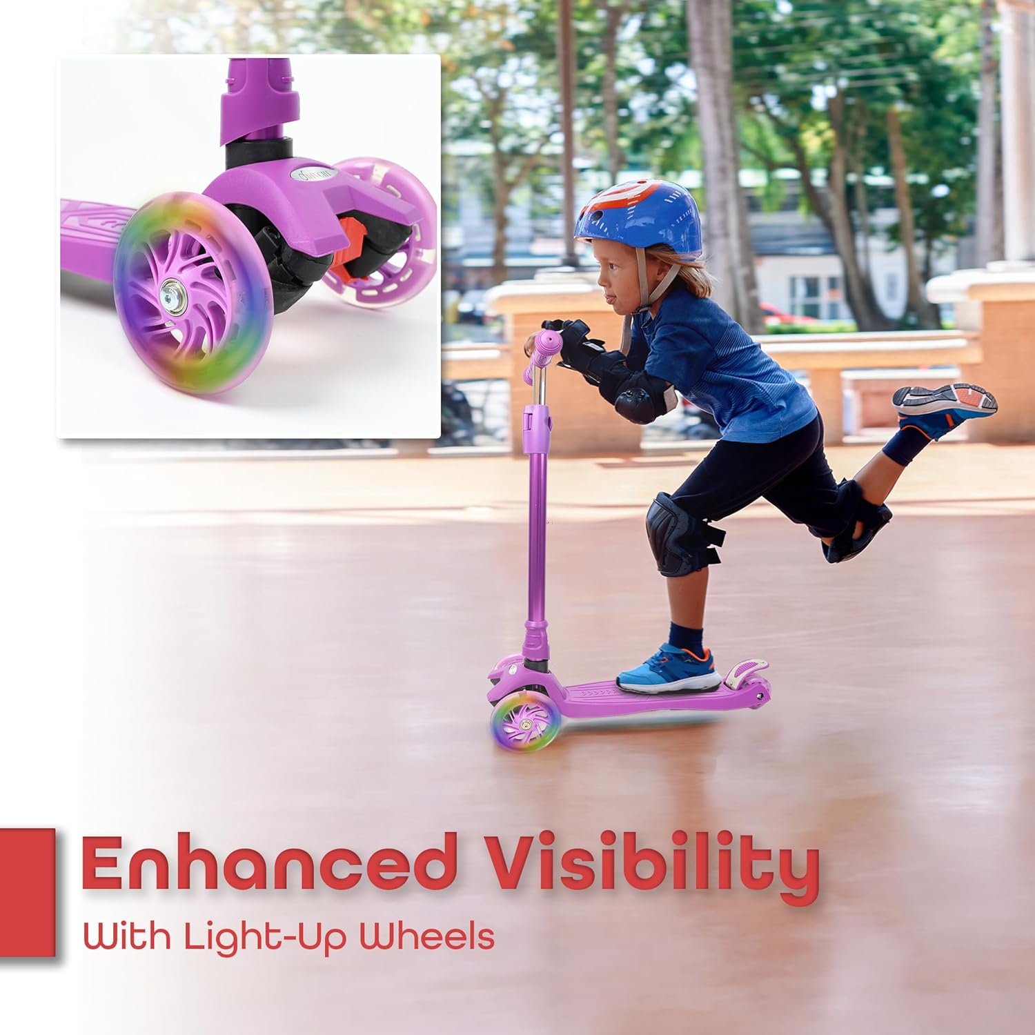 Scooter For Kids 3 Wheel Scooter For Girls & Boys, Kick Scooter With 4 Adjustable Height, Lean To Steer, Light Up Wheels Push Scooter For Children - DIVCHI