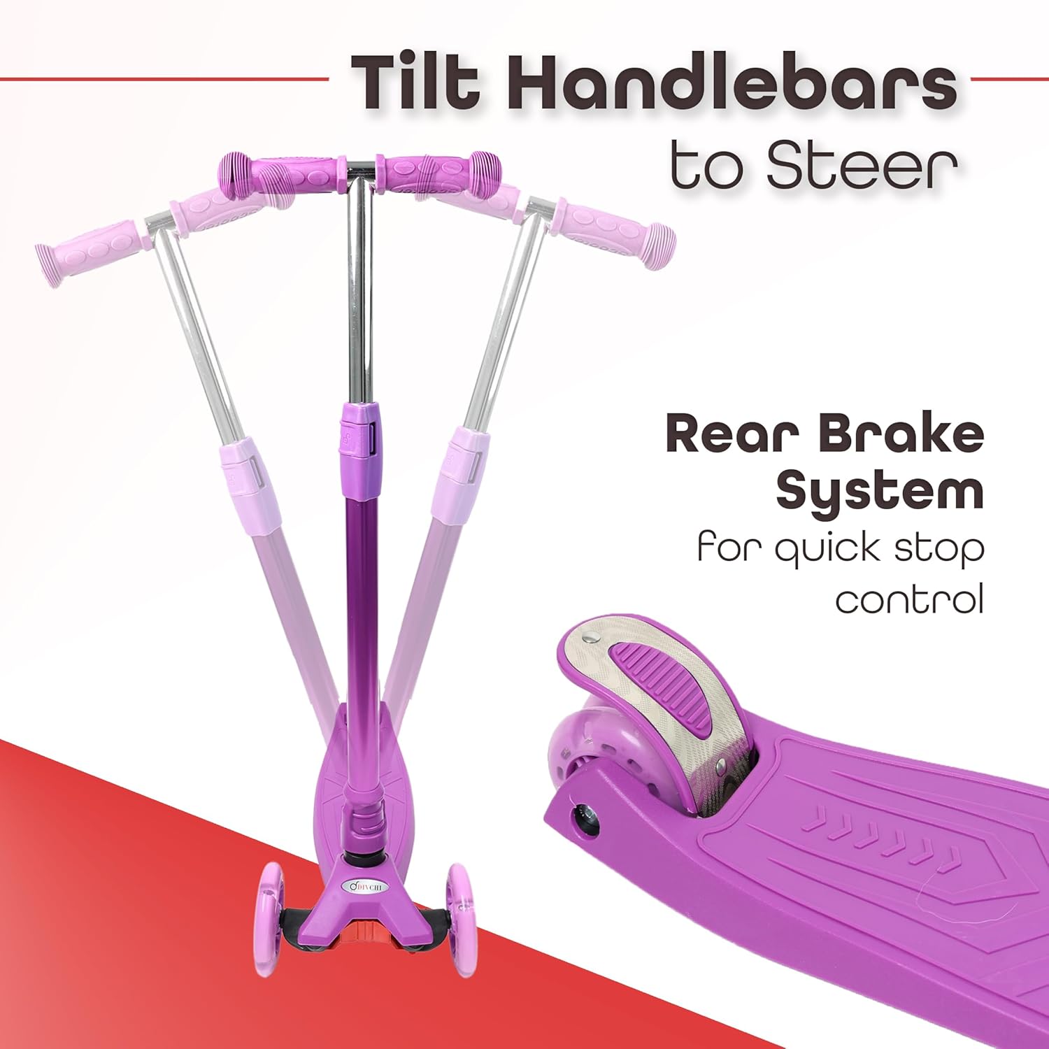 Scooter For Kids 3 Wheel Scooter For Girls & Boys, Kick Scooter With 4 Adjustable Height, Lean To Steer, Light Up Wheels Push Scooter For Children - DIVCHI