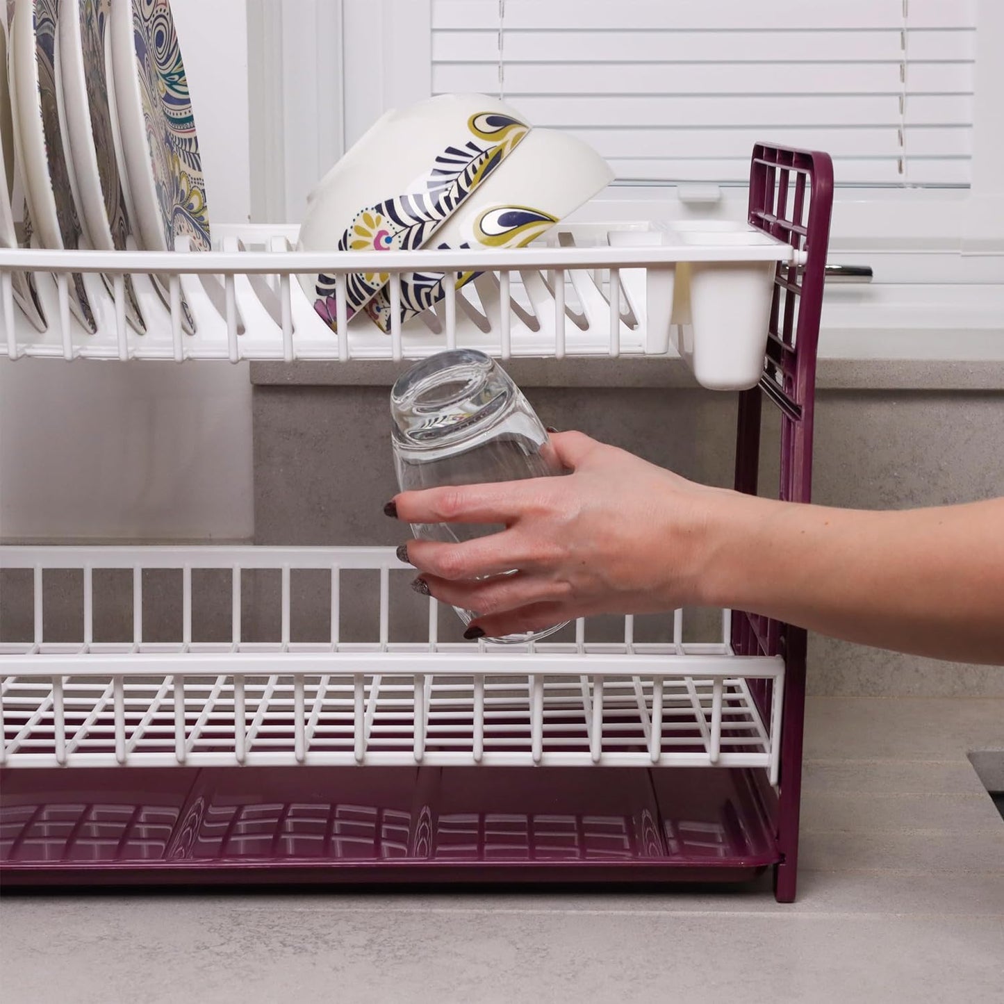 2-Tier Dish Drying Rack Large Capacity Drainer, Utensil Holder, Drain board - DIVCHI