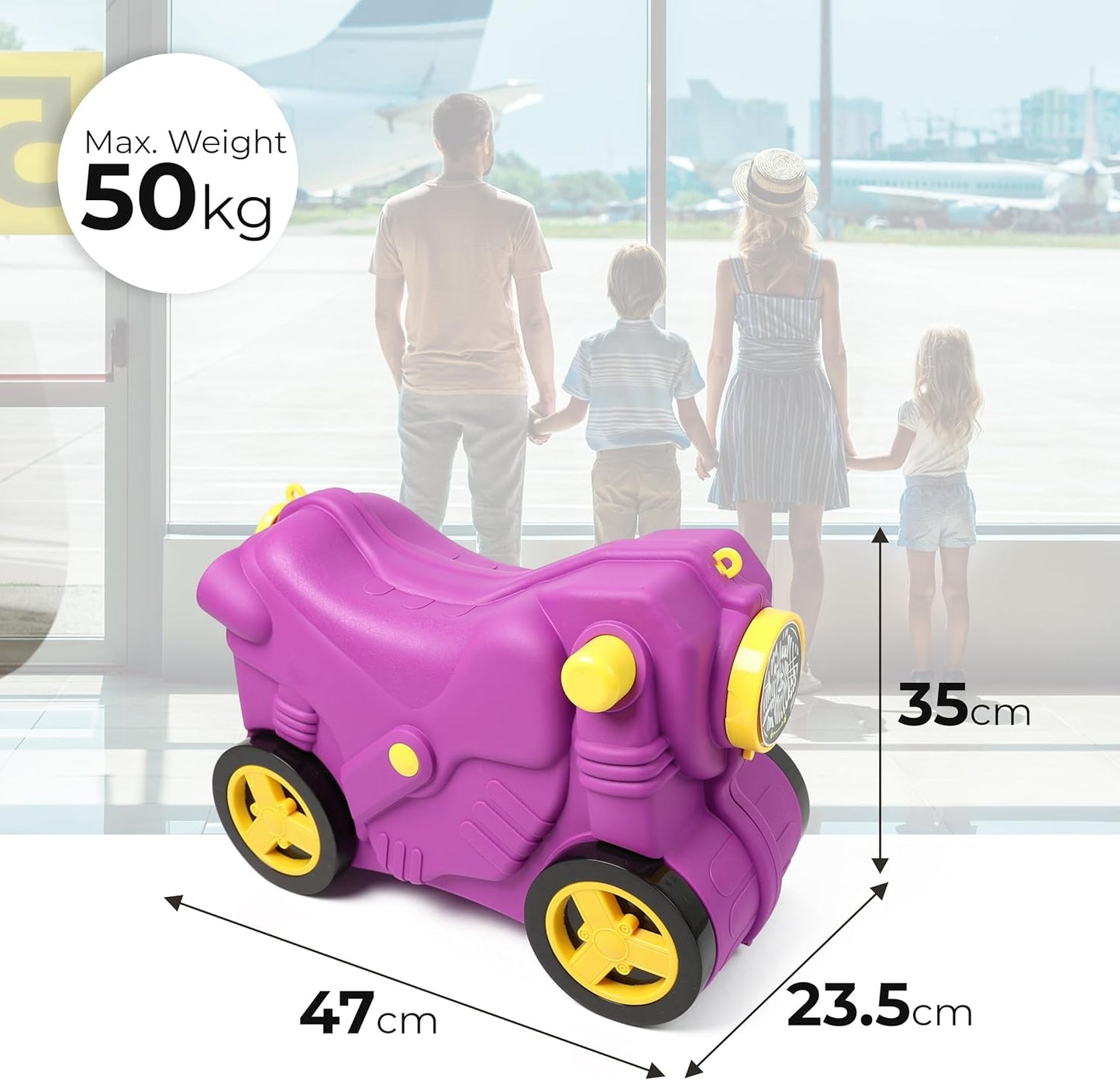 Kids Suitcase with Wheels Ride On Hand Luggage Cabin Trolley Travel Bags - DIVCHI