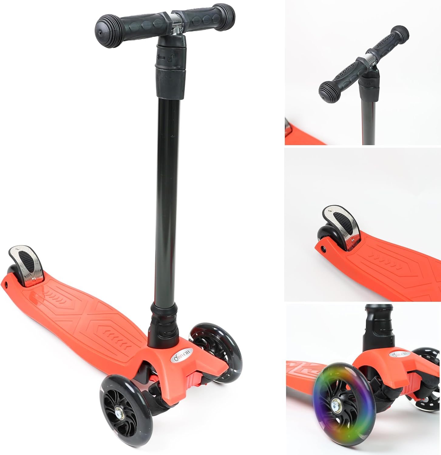 Scooter For Kids 3 Wheel Scooter For Girls & Boys, Kick Scooter With 4 Adjustable Height, Lean To Steer, Light Up Wheels Push Scooter For Children - DIVCHI