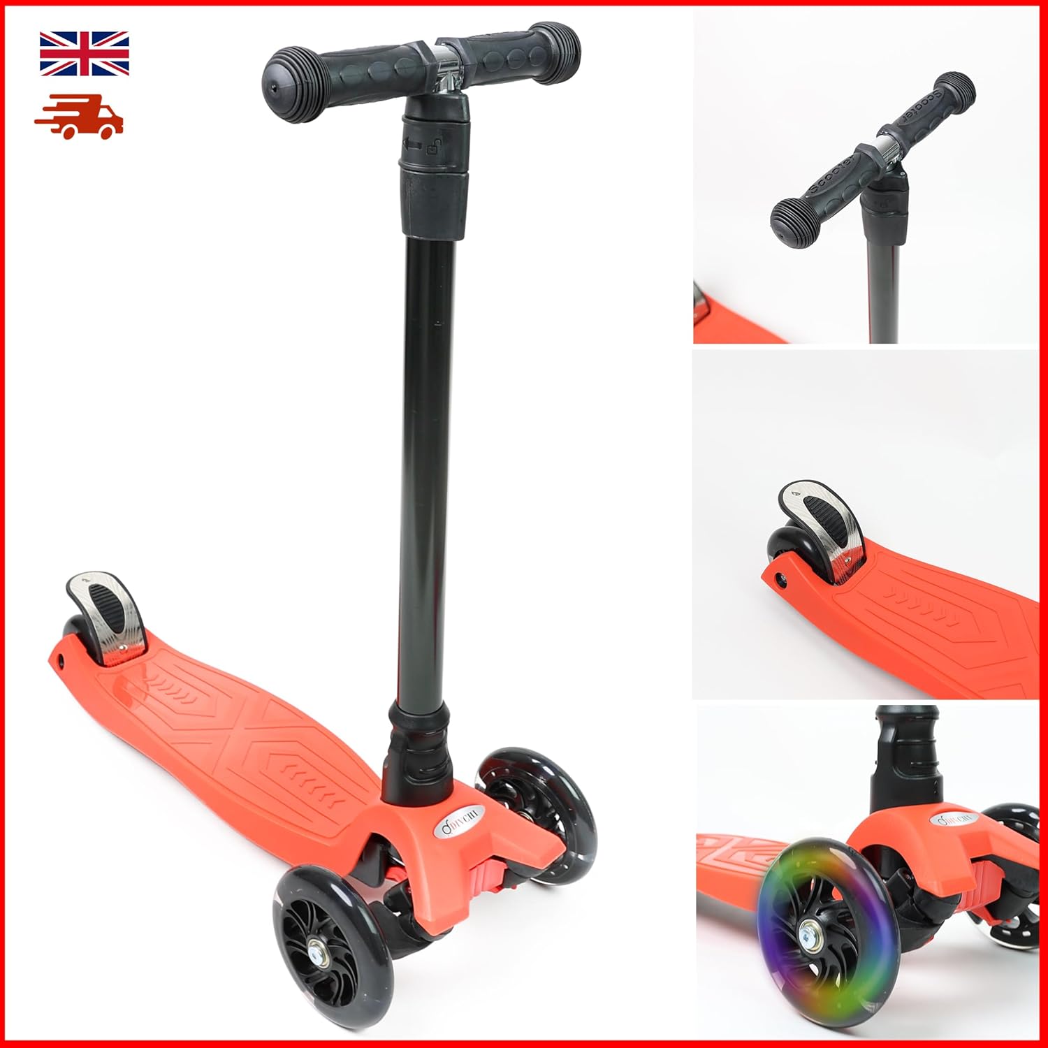 Scooter For Kids 3 Wheel Scooter For Girls & Boys, Kick Scooter With 4 Adjustable Height, Lean To Steer, Light Up Wheels Push Scooter For Children - DIVCHI