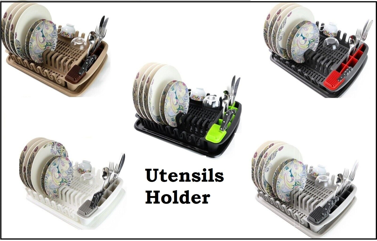 Plastic Dish Drying Rack Sink Drainer Cutlery Cup Utensil Holder For Kitchen - DIVCHI