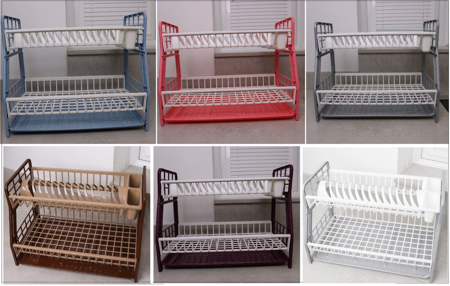 2-Tier Dish Drying Rack Large Capacity Drainer, Utensil Holder, Drain board - DIVCHI
