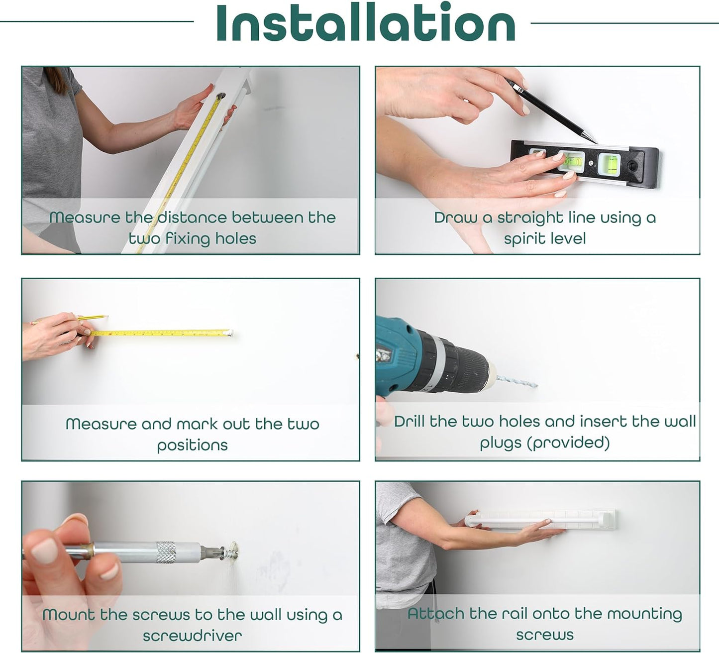 White Towel Rail Easy to Install Perfect Space Saving Rack Wall Mounted - DIVCHI