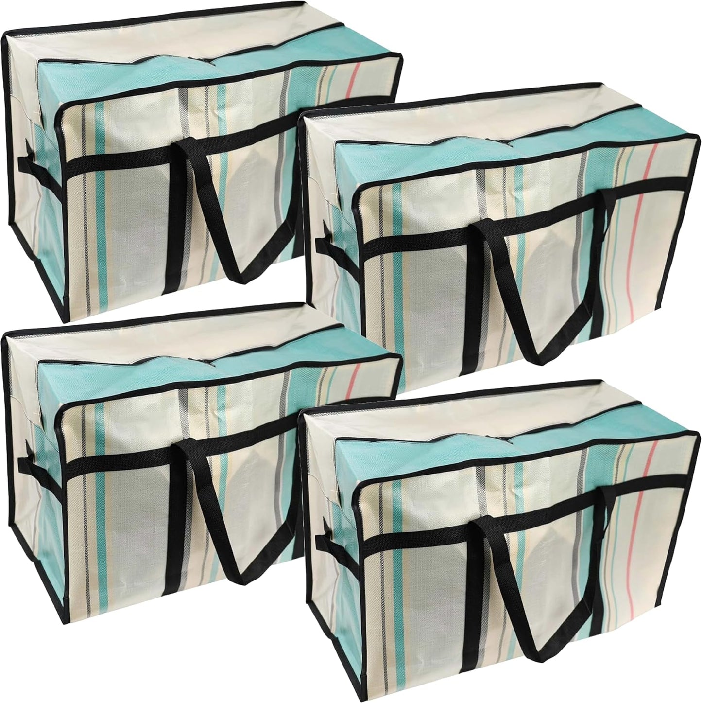 DIVCHI 4 Pack Storage Bags Packing Organizer with Zips And Handles Moving Bags For Moving Clothes Bedding Duvet Toys, Under Bed, Laundry Storage Packing Boxes