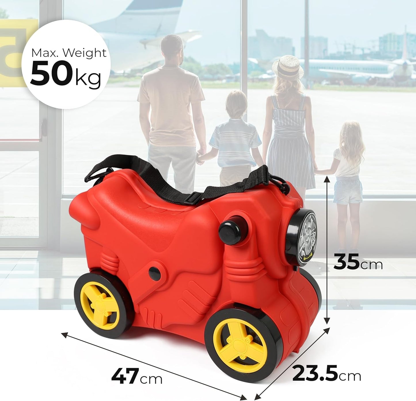 Kids Suitcase with Wheels Ride On Hand Luggage Cabin Trolley Travel Bags - DIVCHI