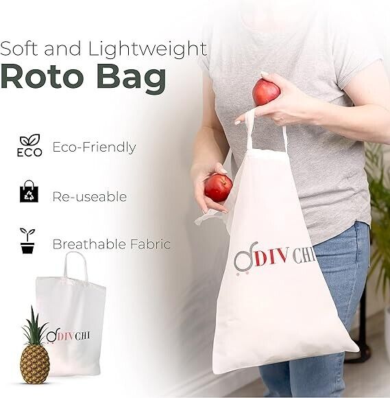 10 Pack Roto Cotton Shopping Tote Bag Reusable Natural Bag - DIVCHI