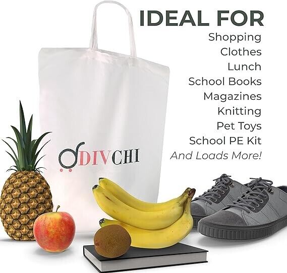 10 Pack Roto Cotton Shopping Tote Bag Reusable Natural Bag - DIVCHI