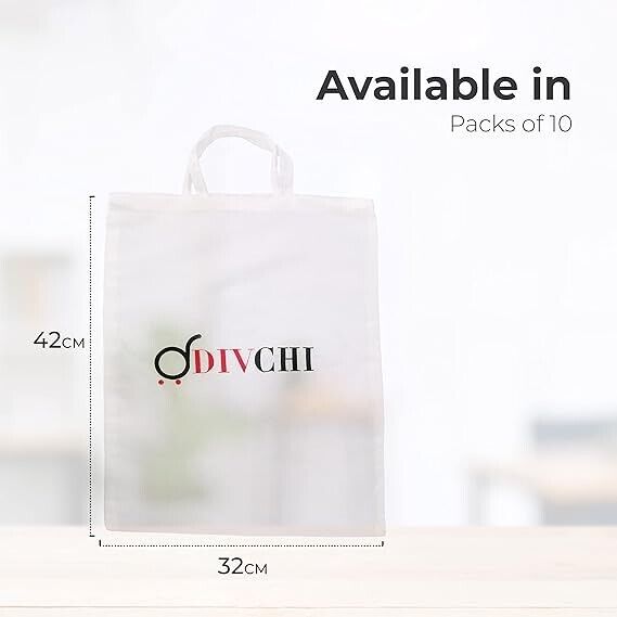 10 Pack Roto Cotton Shopping Tote Bag Reusable Natural Bag - DIVCHI