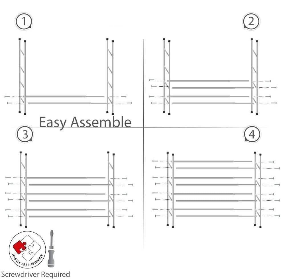 Chrome Shoe Storage Cabinet Grey Extendable Rack Available in 3 Different Size - DIVCHI