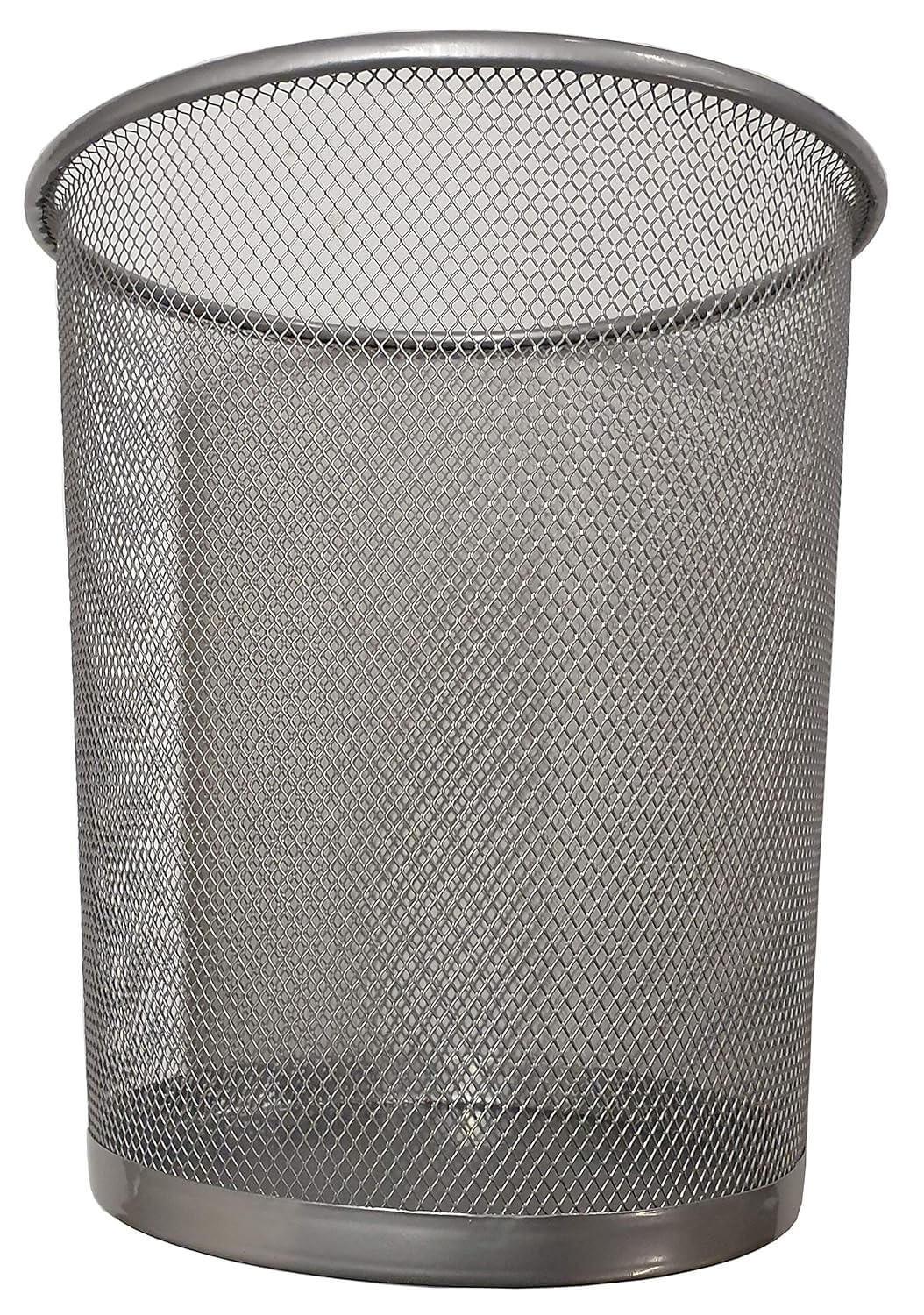 Mesh Waste Bin – Breathable Steel Trash Can with Non-Slip Base (Black & Silver) - DIVCHI