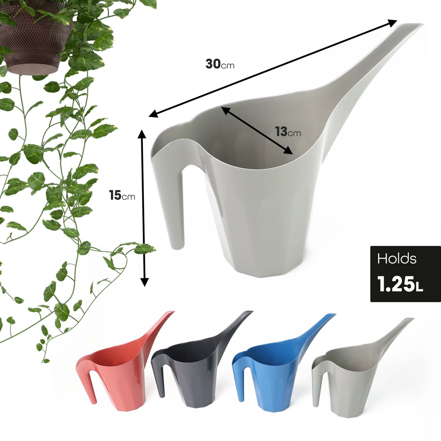 1.25L Long Spout Watering Can – Indoor & Outdoor Garden Jug - DIVCHI