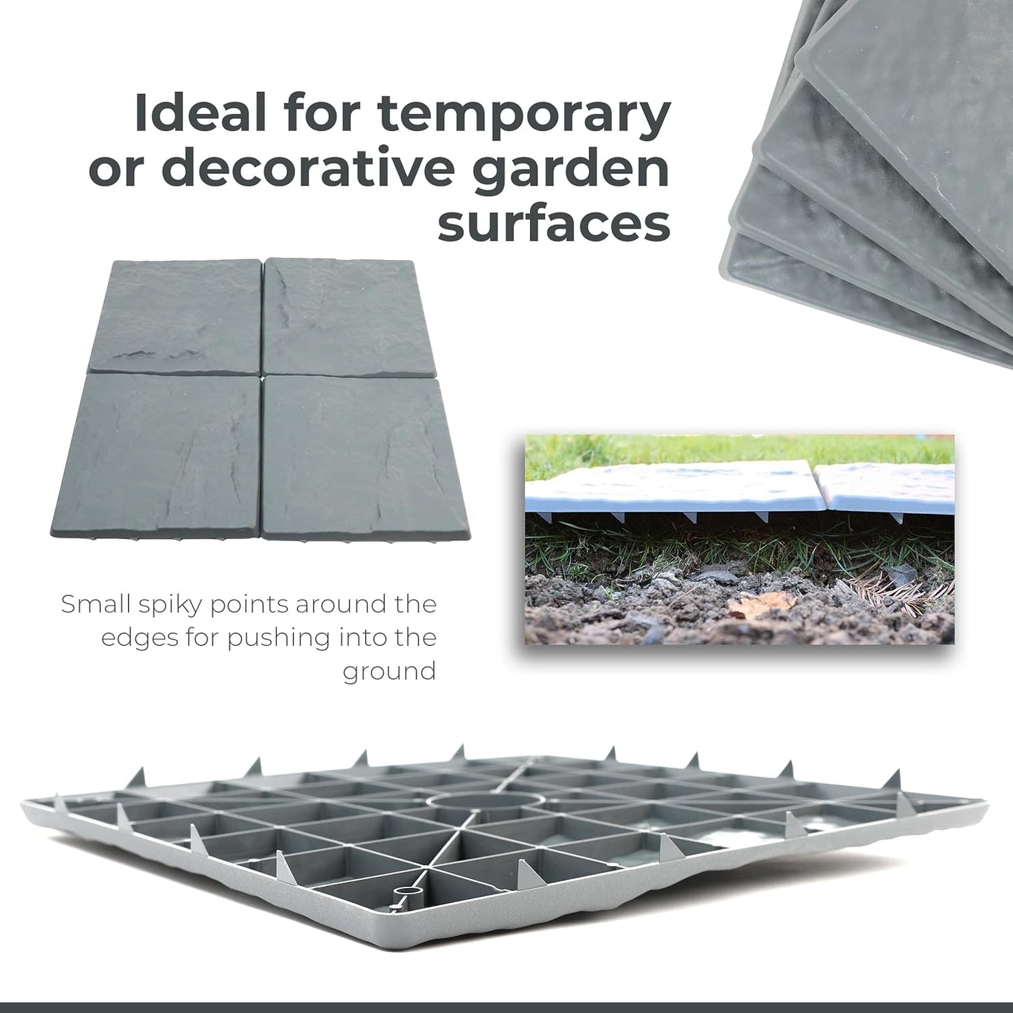 DIVCHI Garden Stepping Stones Stomp Garden Tiles Stepping Plastic Hard Wearing Durable (Pack Of 4)