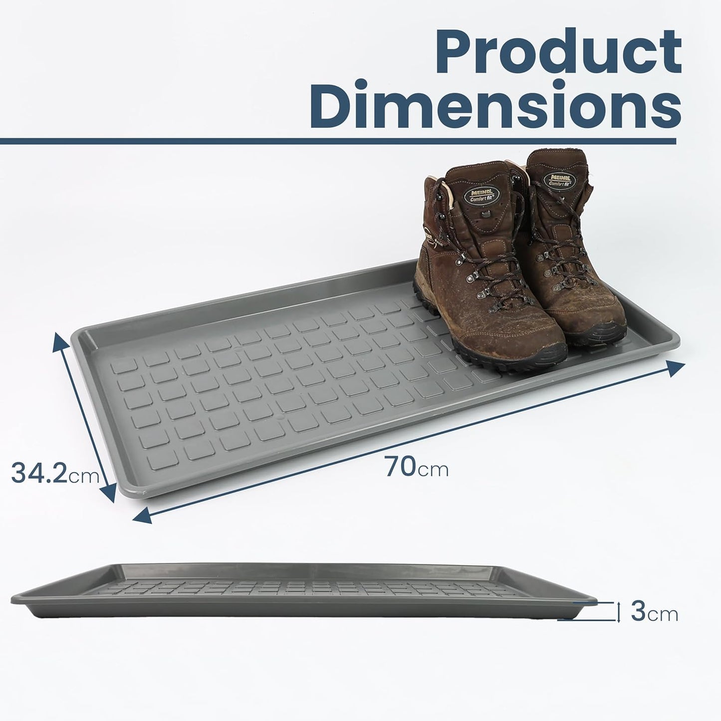 DIVCHI Shoes Tray Plastic Boot Tray With Raised Edges Multipurpose Entryway Shoe Tray | Footwear Organizer | Pet Food Mat | Tools Storage Tray (Grey)