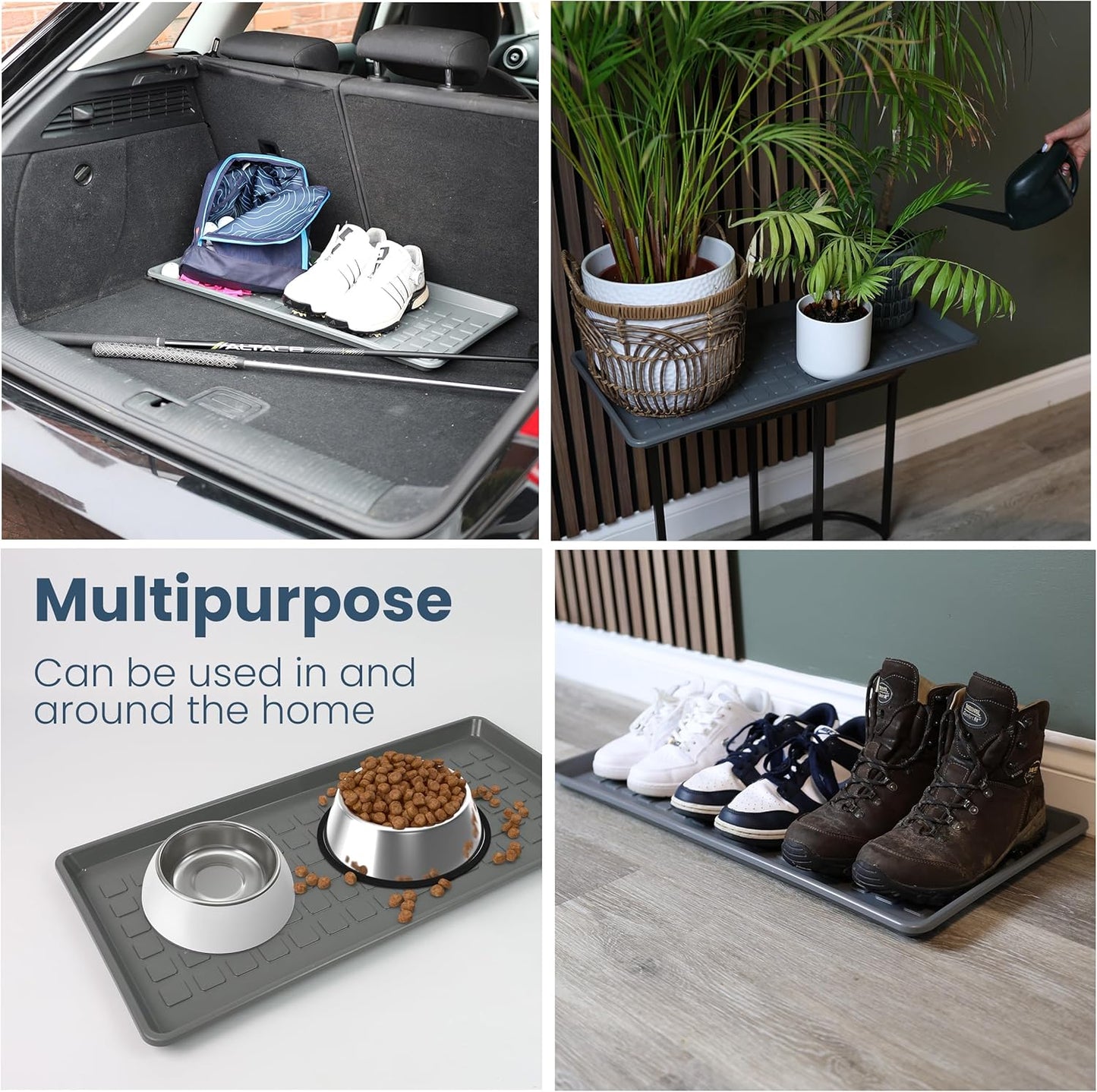 DIVCHI Shoes Tray Plastic Boot Tray With Raised Edges Multipurpose Entryway Shoe Tray | Footwear Organizer | Pet Food Mat | Tools Storage Tray (Grey)