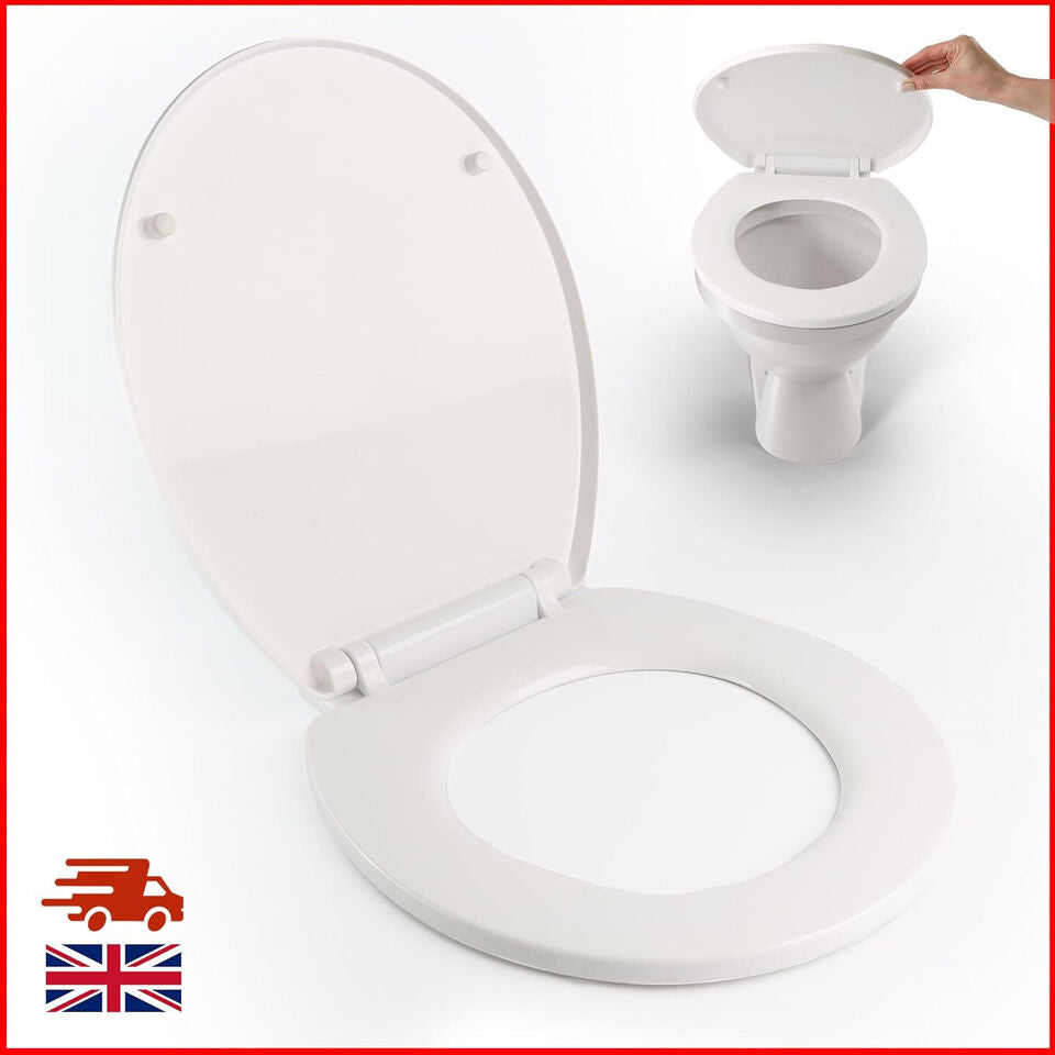 White Soft Close Toilet Seat Oval Shape Easy to Install Fixtures included - DIVCHI