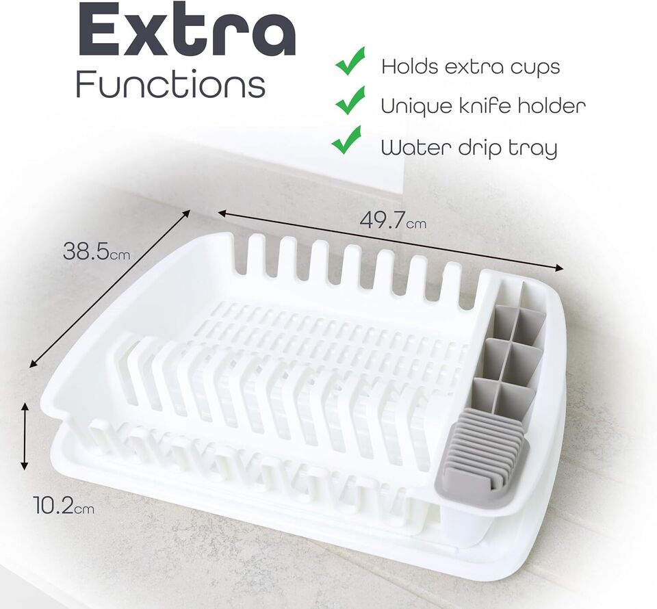 Plastic Dish Drying Rack Sink Drainer Cutlery Cup Utensil Holder For Kitchen - DIVCHI