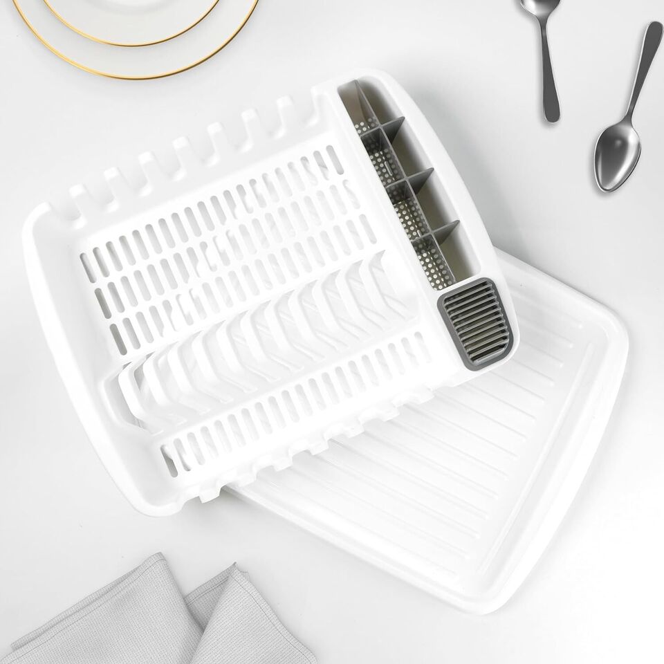 Plastic Dish Drying Rack Sink Drainer Cutlery Cup Utensil Holder For Kitchen - DIVCHI