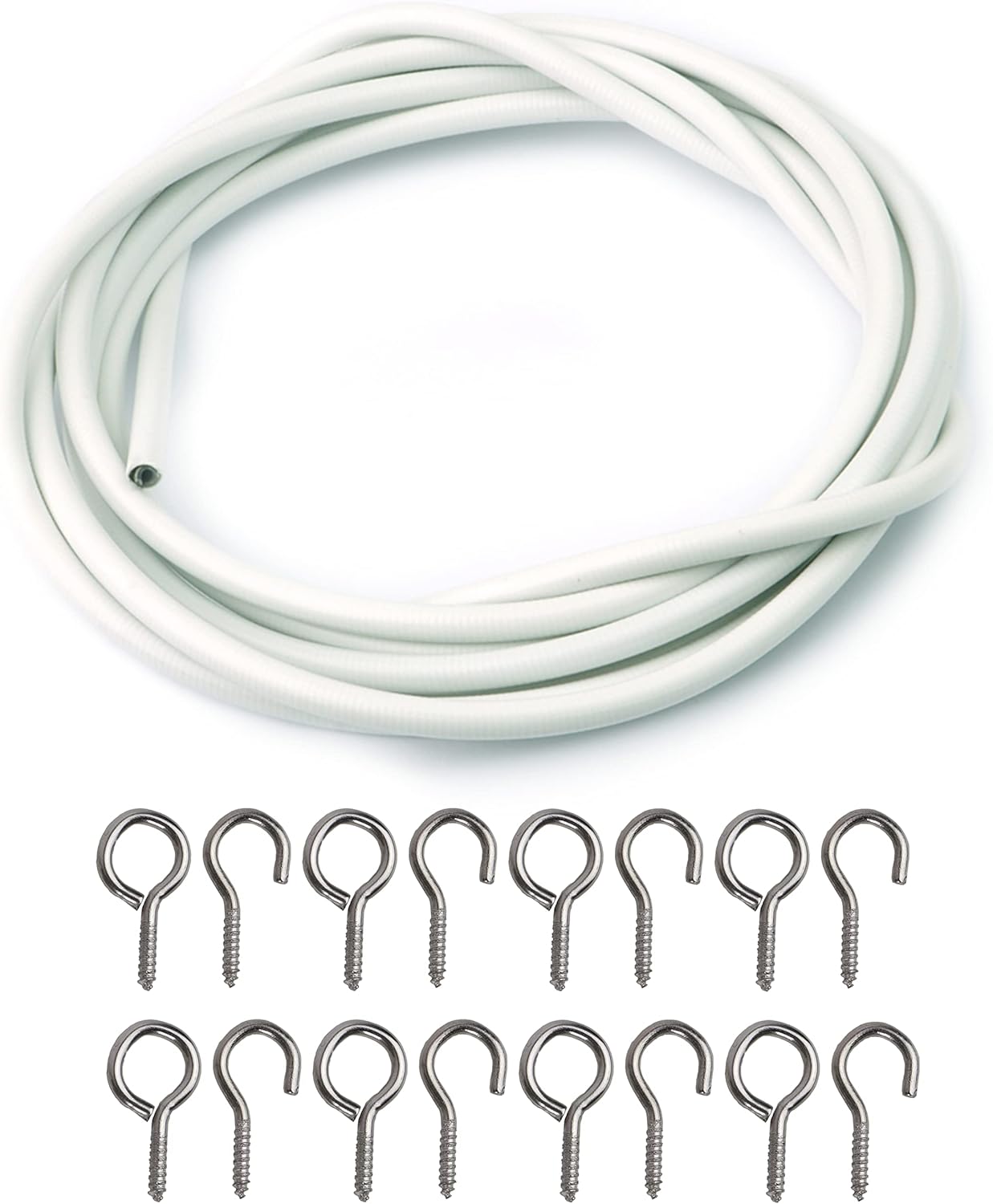 White Curtain Wire Window Net Cord Cable With Hooks & Eyes Fittings Window Door - DIVCHI