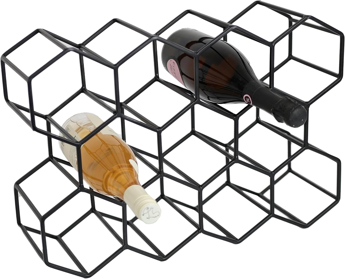 DIVCHI Wine Rack 11 Bottle Holder No Need Assembly Modern Metal Wire Wine Storage for Countertop Table Top Coffee Bar & Kitchen | Champagne Racks | Beer Stand - DIVCHI