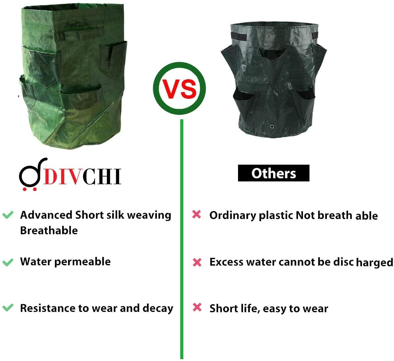 DIVCHI Strawberry Grow Bags, 1Pack Strawberry Planter with Multi Side Grow Pockets, Breathable Non-woven Fabric Reinforce Handle Strawberry Growing Bag for Garden Strawberries, Herbs, Flowers - DIVCHI
