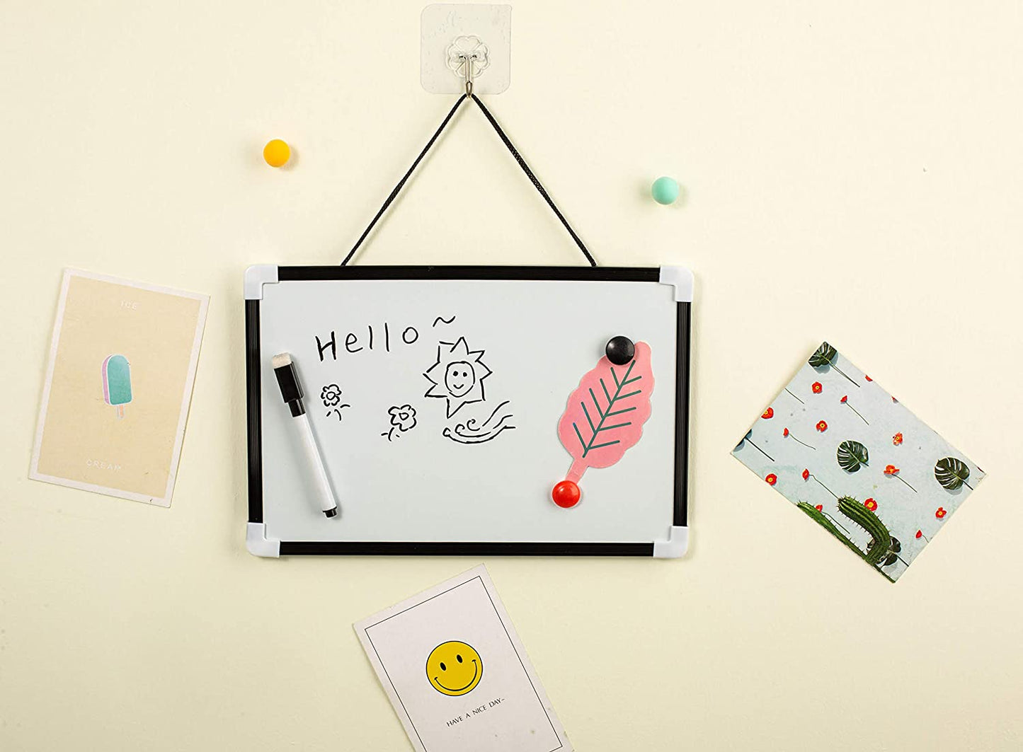 DIVCHI A4 Dry Wipe Magnetic Whiteboard Mini Office Notice Memo White Board Pen and Eraser