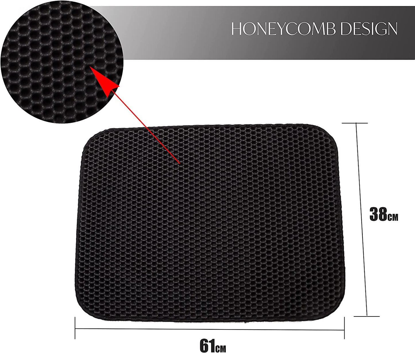 DIVCHI Cat Litter Mat Litter Trapping Mat 61x38cm, Honeycomb Double Layer Design Waterproof Urine Proof Trapper Mat for Litter Boxes, Easy Clean Scatter Control - DIVCHI