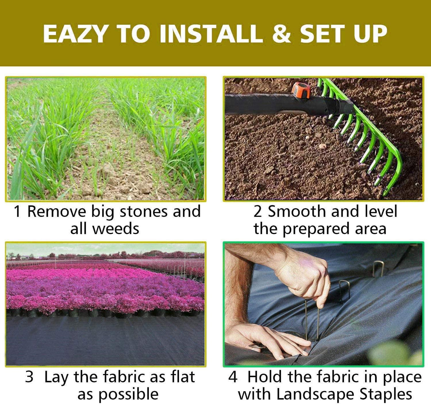 DIVCHI 500 x 150 x 0.5 cm Weed Control Fabric Roll Lay Down Outdoor Garden - DIVCHI