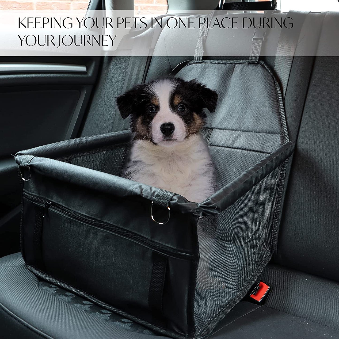 DIVCHI Pet Car Booster Seat for Travel Carrier Cage, Portable and Breathable Bag with Seat Belt, Puppy Carrier Safety Stable Folding Soft Washable Travel Bags for Dogs Cats - DIVCHI