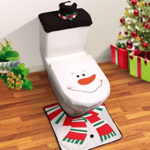 DIVCHI 3-piece snowman Christmas toilet seat cover set