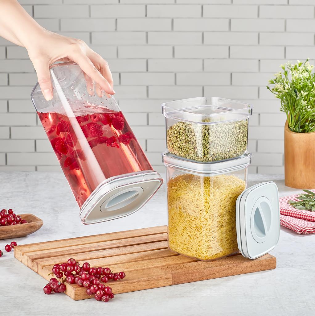 Storage Jars for Food Set of 3 Stackable Clear Storage Containers - DIVCHI