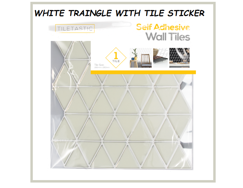 White Triangle Wall Tile Tastic Sticker kitchen Bathroom DIY Decor For Self Adhesive - DIVCHI
