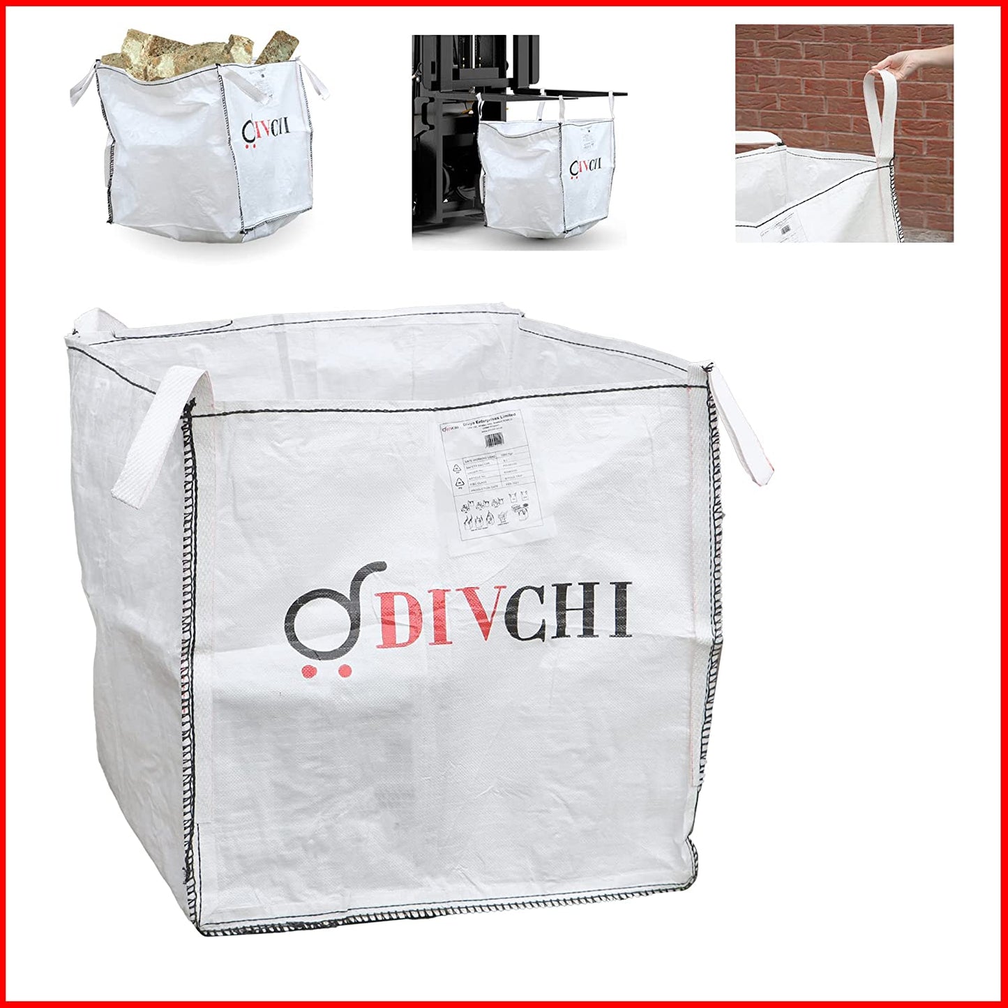 BULK BUILDERS & JUMBO BAGS FOR STORAGE JUMBO BAGS GARDEN RUBBLE SACK (1 TON) - DIVCHI