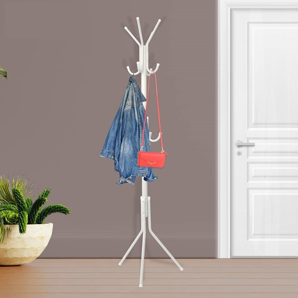 12Hooks Coat Stand Clothes Rack Floor Standing Hanger for Jackets Umbrella Hat - DIVCHI