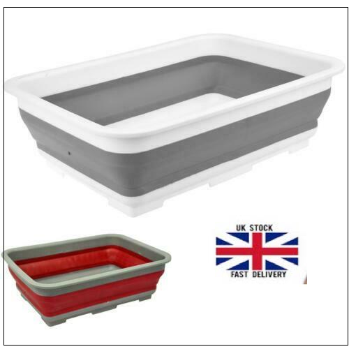 Side-by-side comparison of grey and red collapsible bowls
