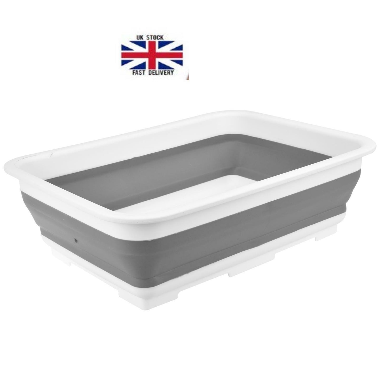 Collapsible 10L washing up bowl in grey and white color