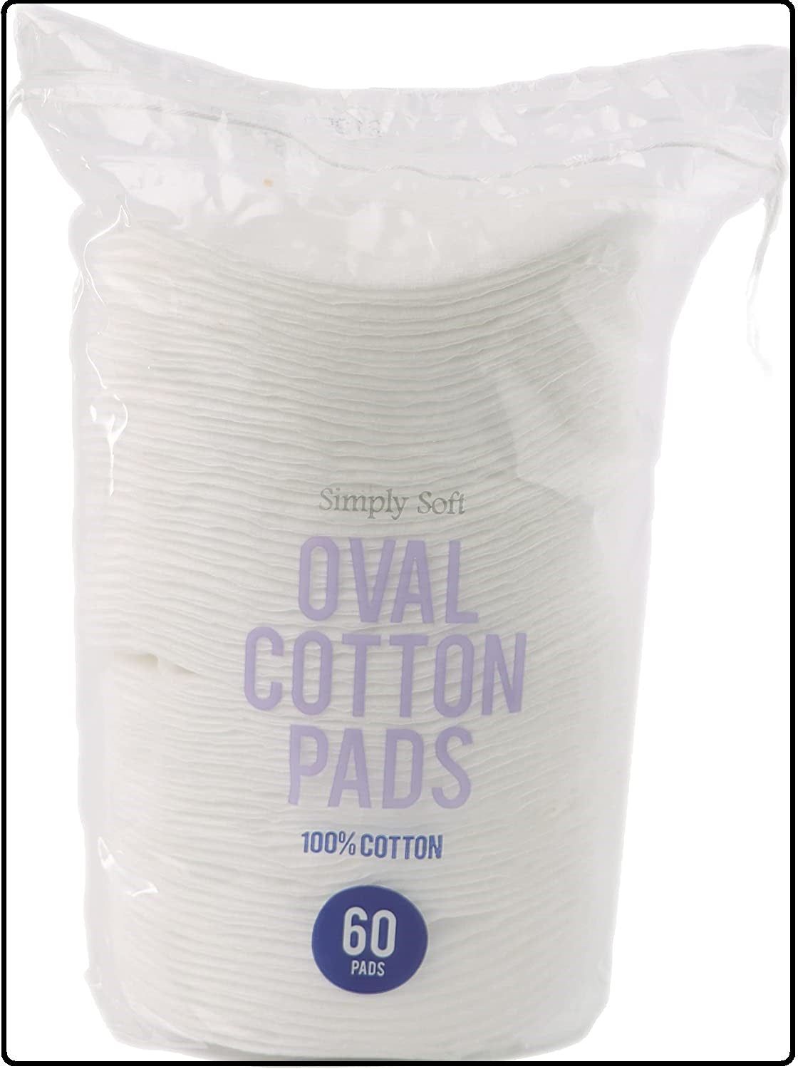 DIVCHI Oval Cotton Pads - 60 Pack for Face | Makeup Remover Pads, Hypoallergenic, Lint-Free | 100% Pure Cotton - DIVCHI