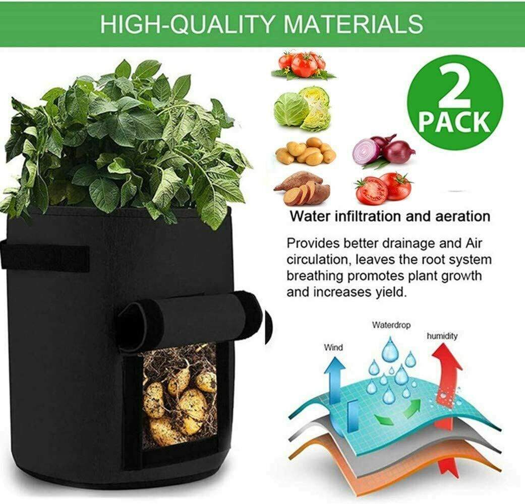 2X 10 Gallon Potato Grow Planter Bags Perfect for growing all types of vegetable - DIVCHI