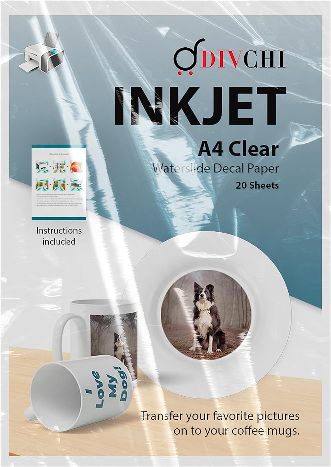 DIVCHI Water Slide Decal Paper A4 Size Inkjet and Laser Printer Decals Sheet - DIVCHI