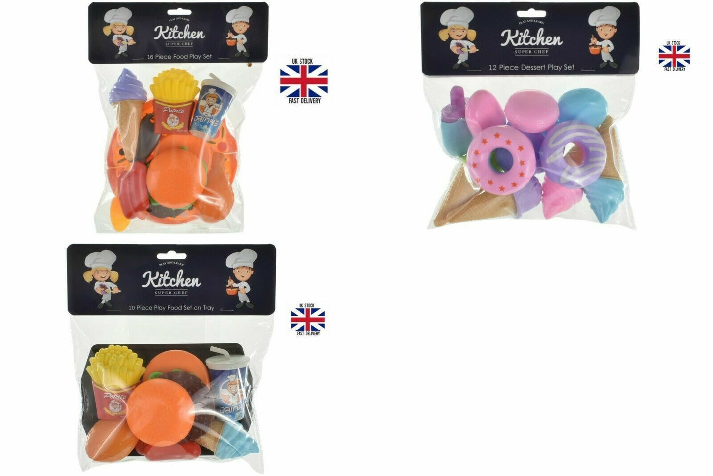 Kitchen Set Pretend Play Food Kids Burger Fries Ice cream Doughnuts Best Xmas Gift - DIVCHI