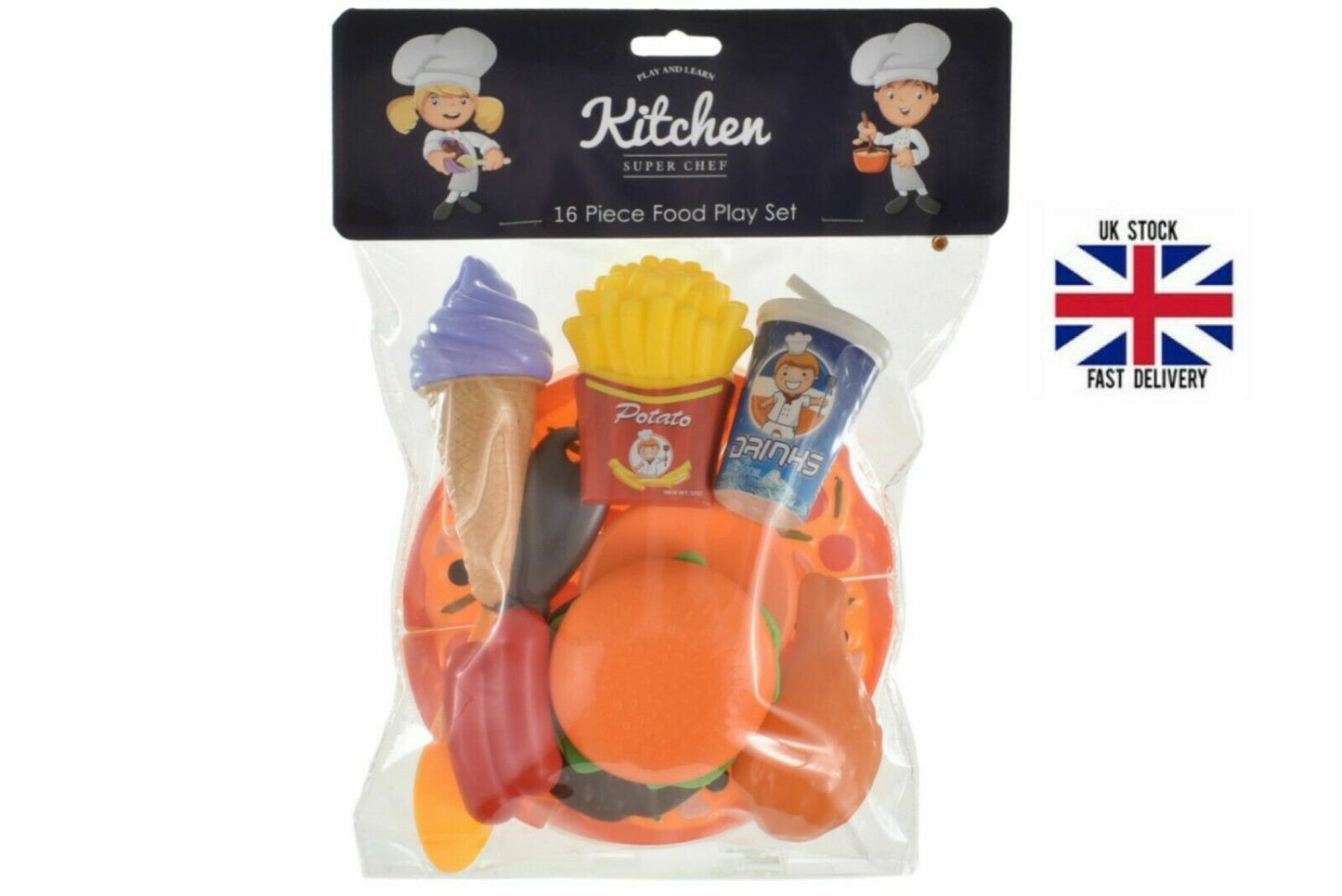 Kitchen Set Pretend Play Food Kids Burger Fries Ice cream Doughnuts Best Xmas Gift - DIVCHI