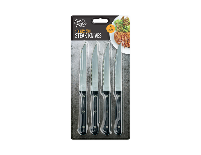 Steak Knives For Kitchen Stainless Steel Cutlery Set For Kitchen Set of 4 - DIVCHI